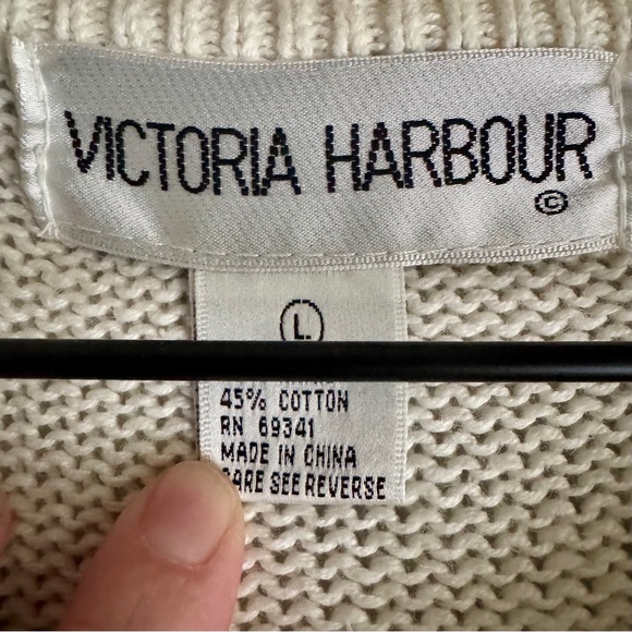 Vintage 90’s Victoria Harbour Cream Beaded Tunic Crewneck Pullover Sweater Large - Picture 6 of 8